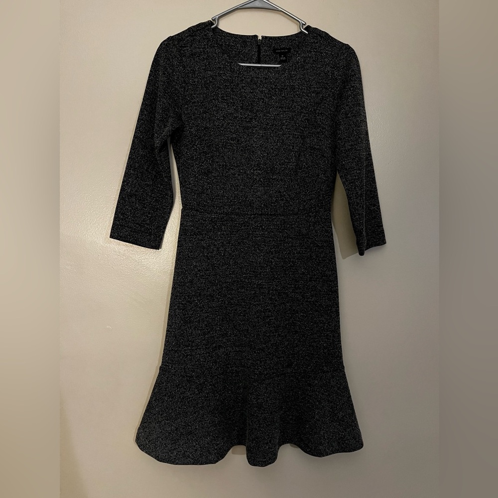 Ann Taylor Black And White Polyester Tailored A-Line Dress Knee Length Size 00
